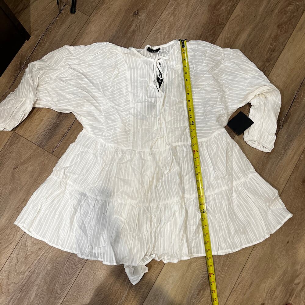 LULUS Women's Coastal Moment White Long Sleeve Tiered Mini Dress - Picture 7 of 13